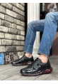 LVO0324 İçi Dışı Hakiki Deri Rahat Taban Siyah Kırmızı Sneakers Casual Erkek Ayakkabı