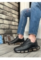 LVO0338 İçi Dışı Hakiki Deri Rahat Taban Siyah Sneakers Casual Erkek Ayakkabı